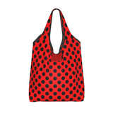 Custom Recycling Classic Black And White Polka Dot Shopping Bag Women Tote Bag Portable Grocery Shopper Bags