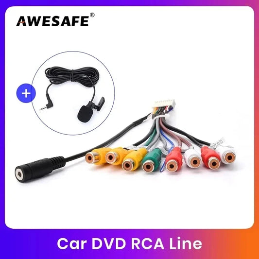 AWESAFE 20 Pin Universal RCA Output Wire with Mic for Android Radio Video Aux-in Subwoofer Car Radio Accessories