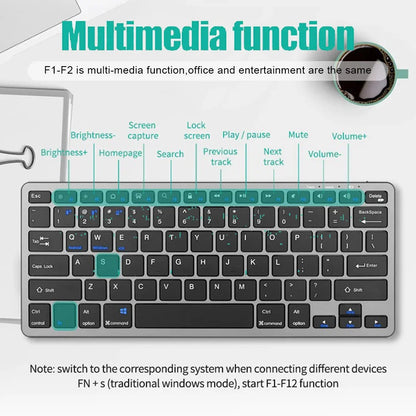 Mini teclado multimedia inalámbrico Bluetooth 5.0 2.4G para portátil, PC, TV, iPad, Macbook y Android. 