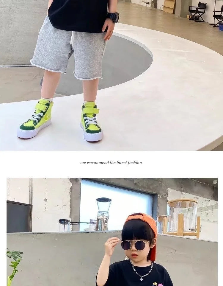 Camiseta de manga corta de verano para niños, Top de cuello redondo para niños pequeños y medianos, moda informal versátil de media manga