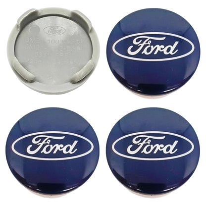 4 X 54MM Wheel Centre Caps Set Hub Centre Rim Cover Badge Blue Center Wheel Cap Kit For Ford Most Models Focus Fiesta Ka Kuga