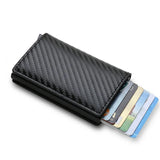 RFID Aluminum Men Wallet Card Holders Purse Carbon Fiber Men Business Slim Thin Smart Wallet Credit Cardholder Case Note Holder