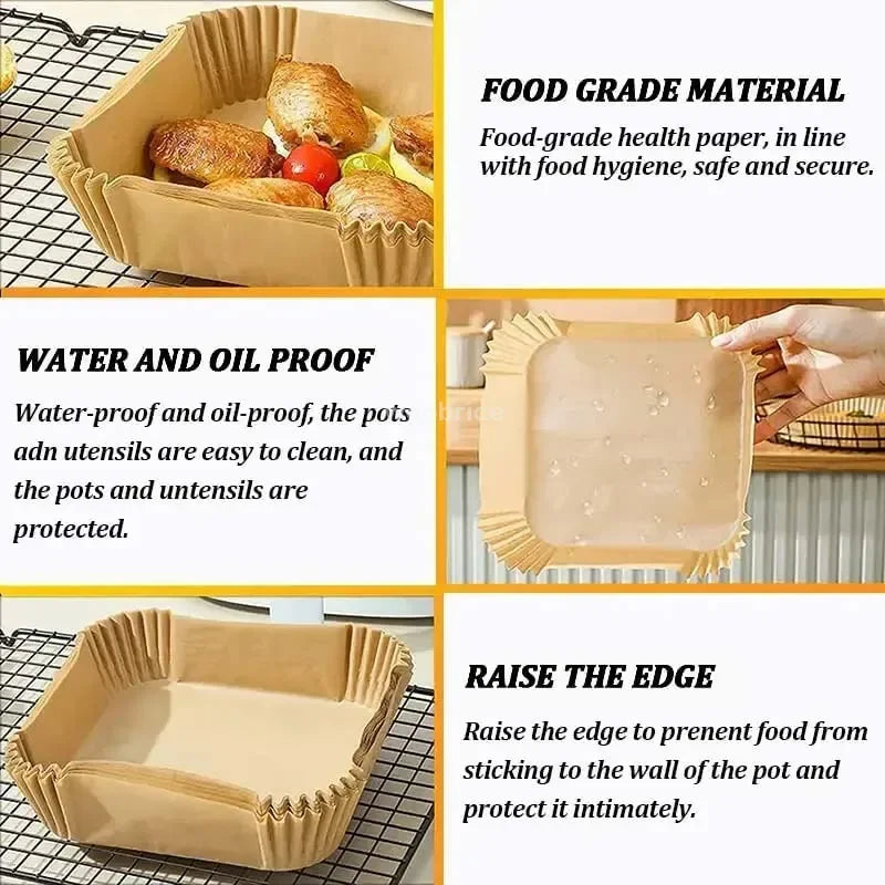 Cooking Paper Square Disposable Air Fryer Paper Air Fryer Paper Liner Oil-proof Water-proof Air Fryer Cooking Trays BakingPapers