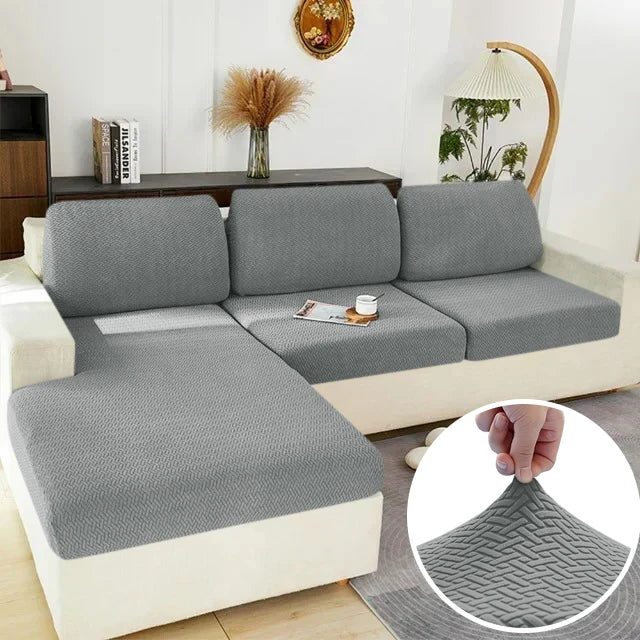 Elastic Sofa Cover for Living Room Jacquard Solid Sofa Seat Cover Grey Washable Seat Cushion Cover Furniture Protector Sectional