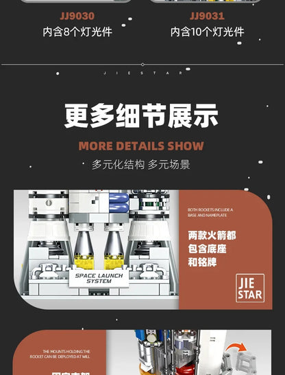 Building blocks rocket model science education toys decoration early education assembly DIY heavy rocket model JJ9030