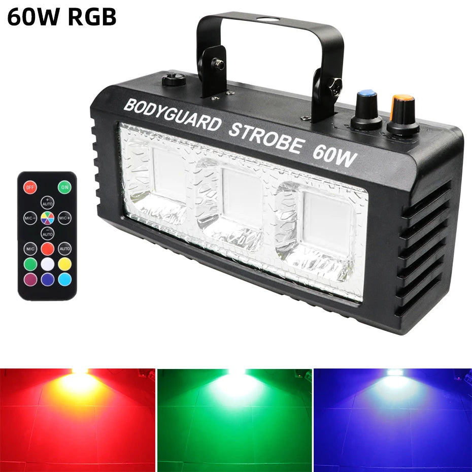 Luces estroboscópicas ALIEN RGB blancas para DJ, discoteca, 40 W, 60 W, 80 W y 100 W, con control remoto, sonido flash, para fiestas, bodas, vacaciones, escenarios.