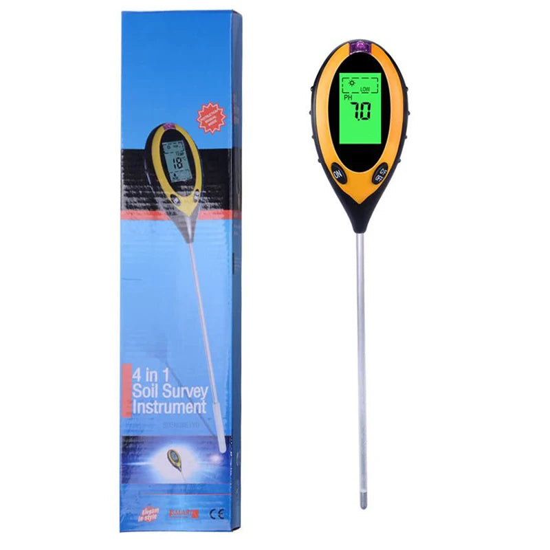 Soil PH Meter Tester Soil Tester PH Moisture meter Temperature Sunlight Intensity measurement Analysis Soil Acidity Test 4 in 1