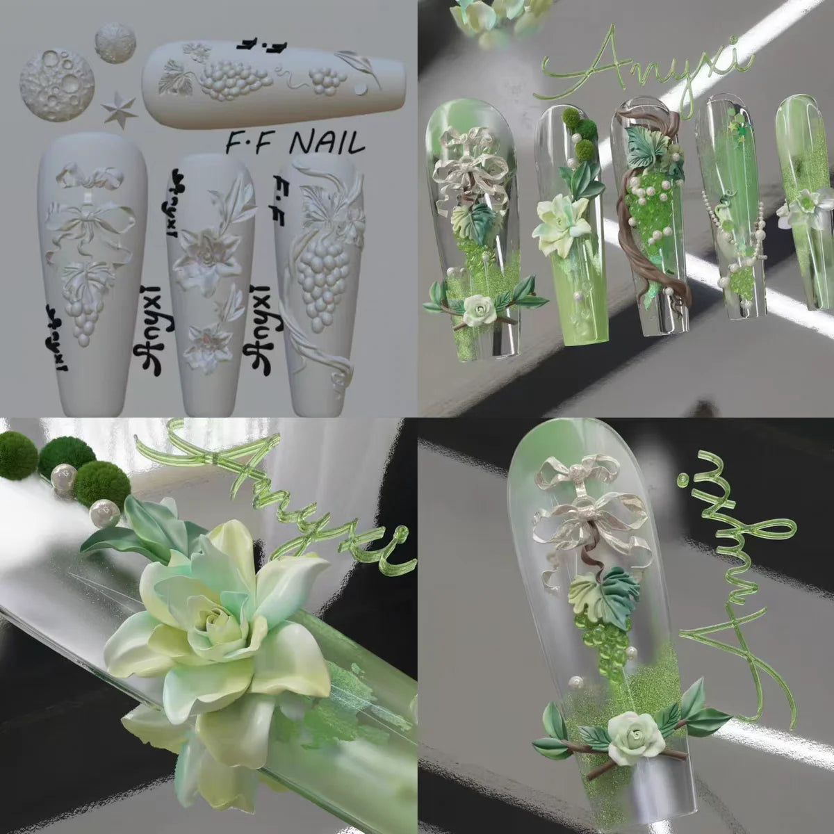 1pc  Snake Flamingo Jellyfish Dragon Dtream 3D Acrylic Mold  Nail Art DIY  Silicone  Nail Art Templates Nails Mold