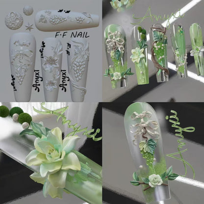 1pc  Snake Flamingo Jellyfish Dragon Dtream 3D Acrylic Mold  Nail Art DIY  Silicone  Nail Art Templates Nails Mold