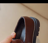 Britain Style Children's Leather Shoes for Boys 2025 Spring New Girls Retro Black Single Shoes Soft Moccasin Shoes for Children