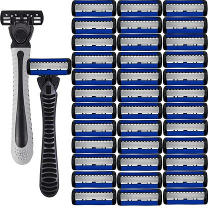 Afeitadora manual con cabezal de 6 capas, cuchilla clásica de doble filo de acero inoxidable, afeitadora de seguridad para barba y bigote.