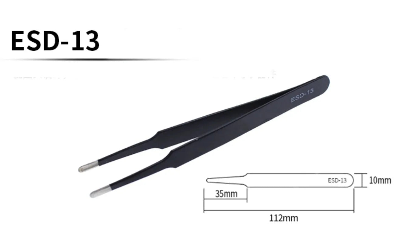 2/6pcs Precision Tweezers Set ESD Anti-Static Stainless Steel Tweezers Repair Tools for Electronics Repair Soldering Craft Tools