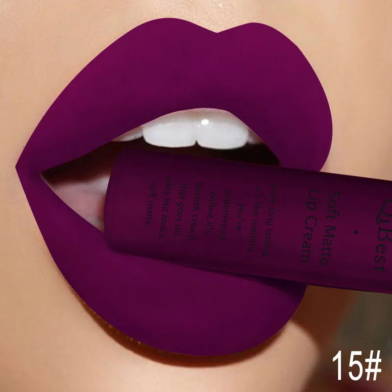 Lápiz labial líquido mate resistente al agua, brillo labial aterciopelado de larga duración, tubo mate nude, pigmento rojo, negro, maquillaje, lápices labiales cosméticos. 