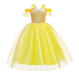 2025 Cosplay Belle Princess Dress Girls Dresses For Beauty and beast Party Clothing Magic stick crown Costume 3-12Y