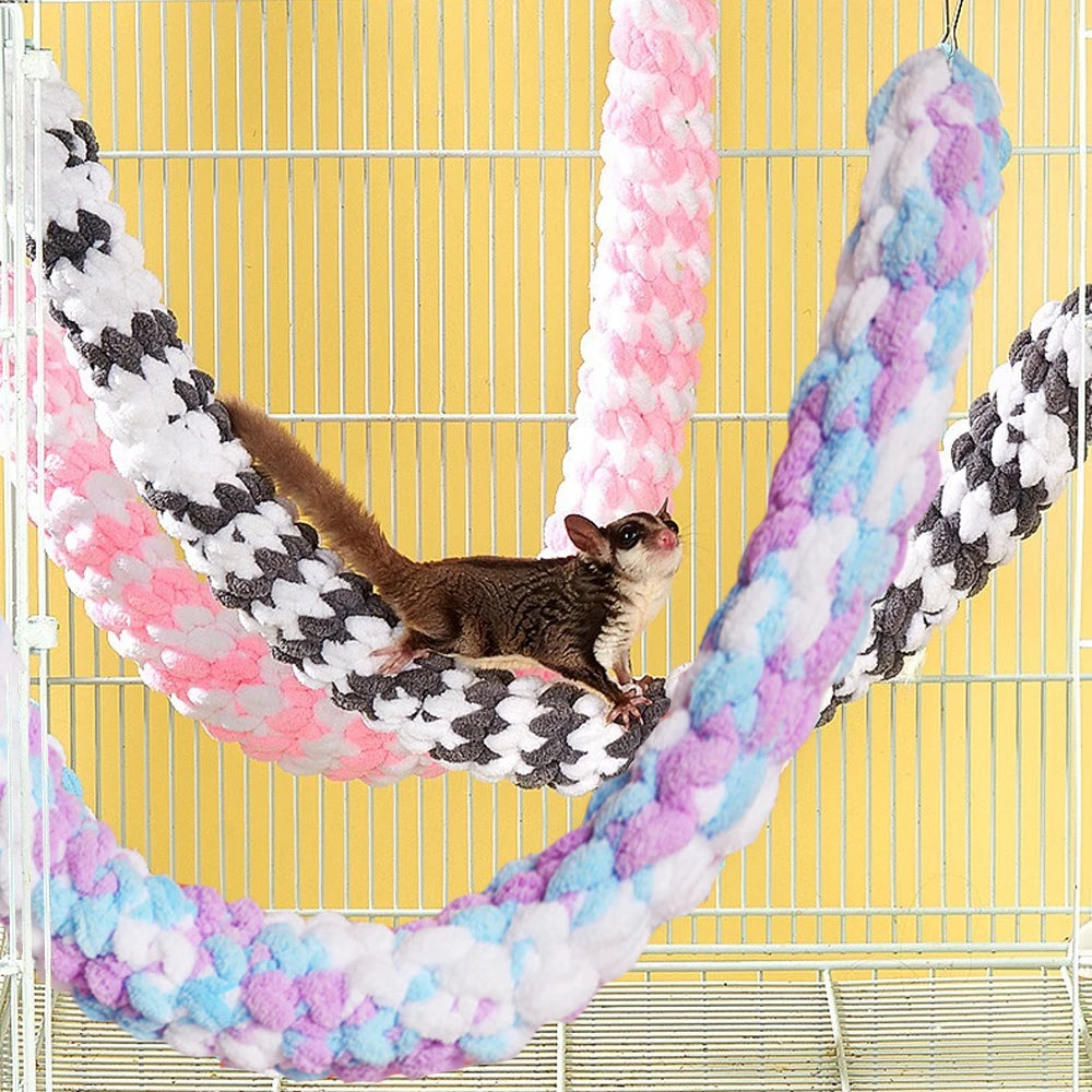 60cm Parrot Climbing Rope Hamster Swing Toy Guinea Pig Hanging Braided Bird Chew Rope Sugar Glider Cockatiel Pet Stand Training