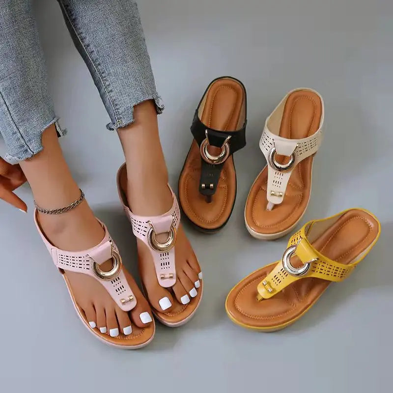 Women New Summer Sandals Open Toe Beach Shoes Flip Flops Wedges Comfortable Slippers Cute Sandals Plu Size Chaussure Femme