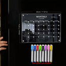 Magnetic Acrylic Dry-Erase Calendar-Clear Planner for Fridge, Ideal Kitchen Organizer for Home & Office with Marker Pen Included