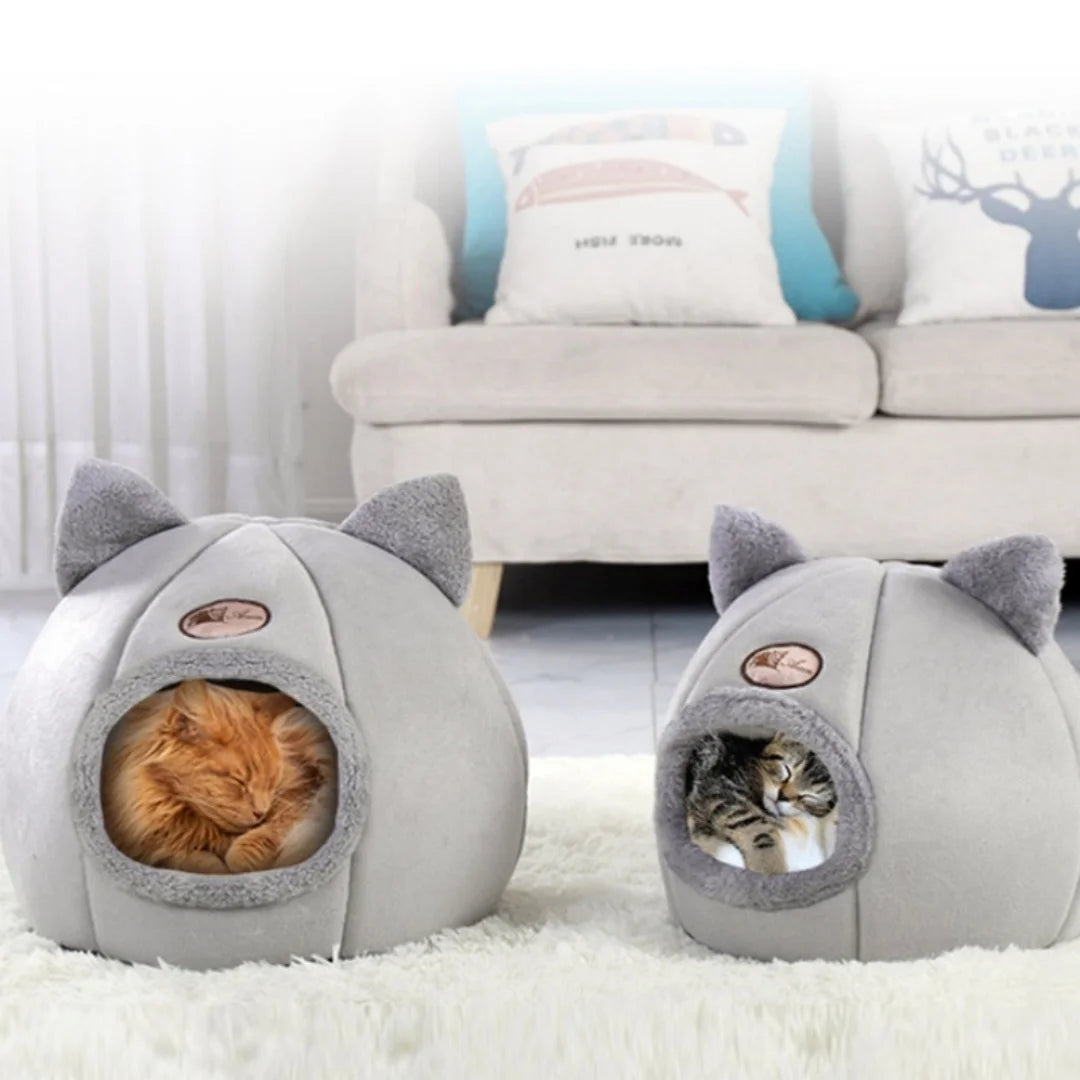 Pet bed with cat ears cat bed for small medium large cats Keep warm in winter  Comfortable and soft Machine washable