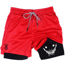 Men's compression gym shorts, boxing printed sports pants, double layered, quick drying, basketball, beach, muscle, fitness