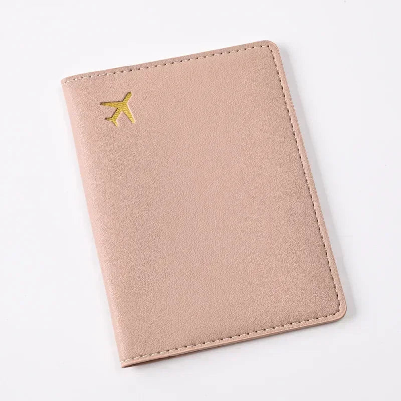 Women Men Card Passport Cover Case Flight Ticket Clip Passport Wallet PU Leather Solid Color Id Holder Passport Holder Purses