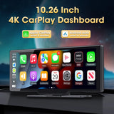 Srnubi 10.26" Dash Cam Rearview Wireless Carplay & Android Auto 4K DVR Navigation Player Dual Lens Recorder Dashboard WIFI 5.0BT