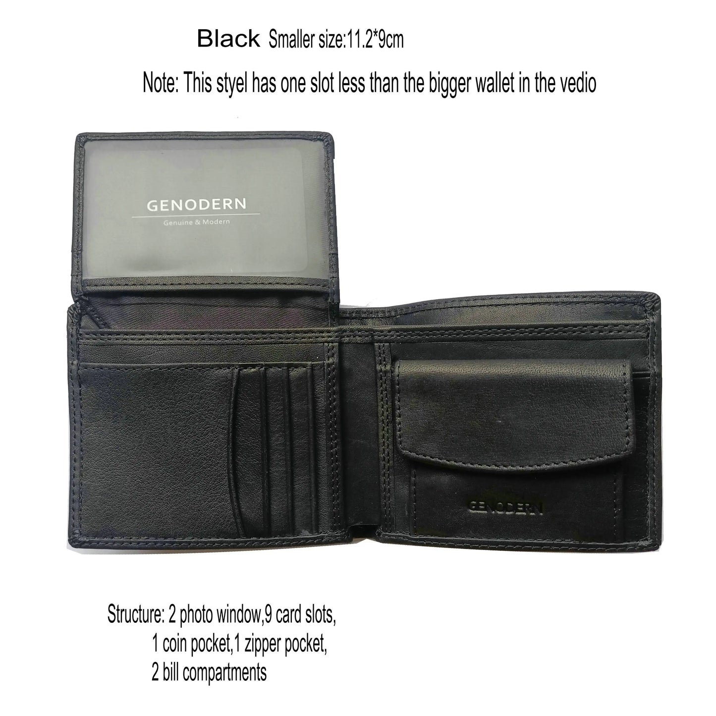GENODERN Cow Leather Men Wallets with Coin Pocket Vintage Male Purse RFID Blocking Genuine Leather Men Wallet with Card Holders