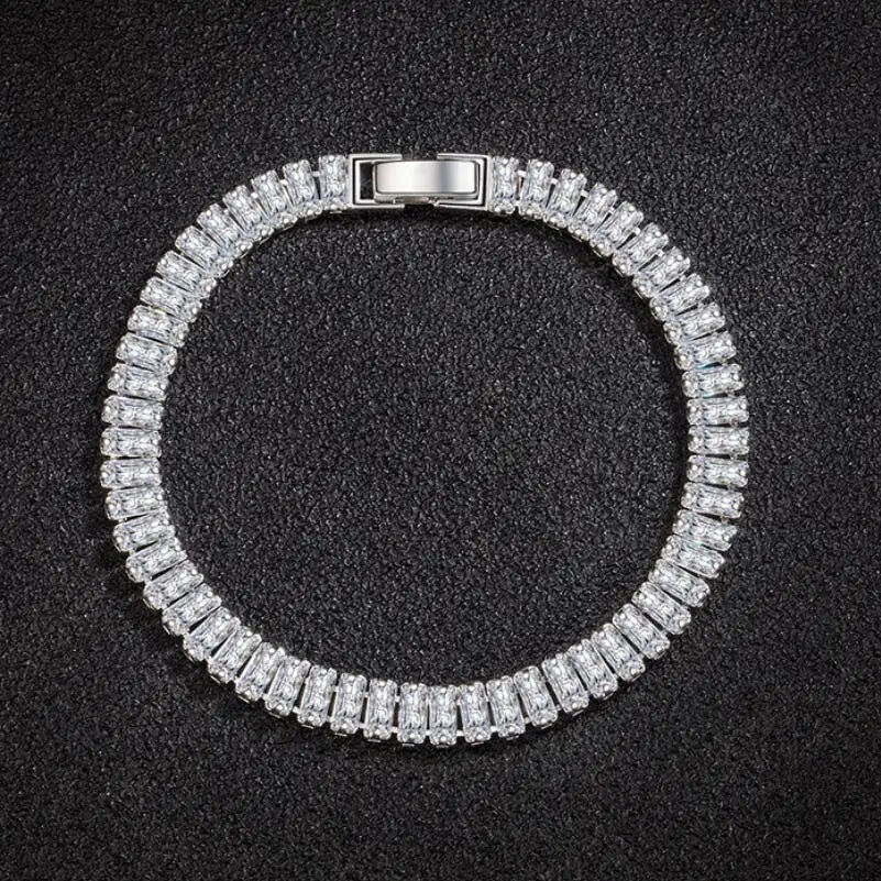 925 Sterling Silver Bracelet Elegant Zircon Crystal Fashion Jewelry For Women Engagement Wedding Glamor Jewelry 18CM