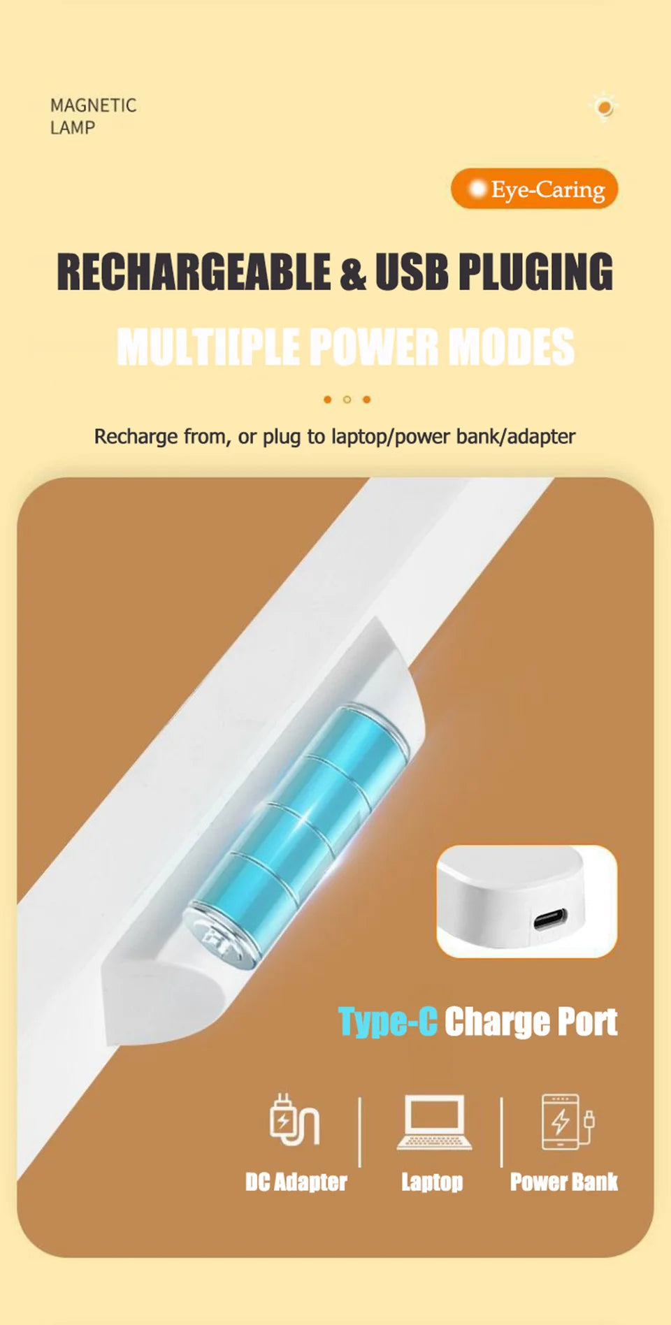 Remote LED Desk Lamp Magnetic Hanging Night Light USB Rechargeable Table Lamp 3 Colors Reading Light For Cabinet Closet Wardrobe