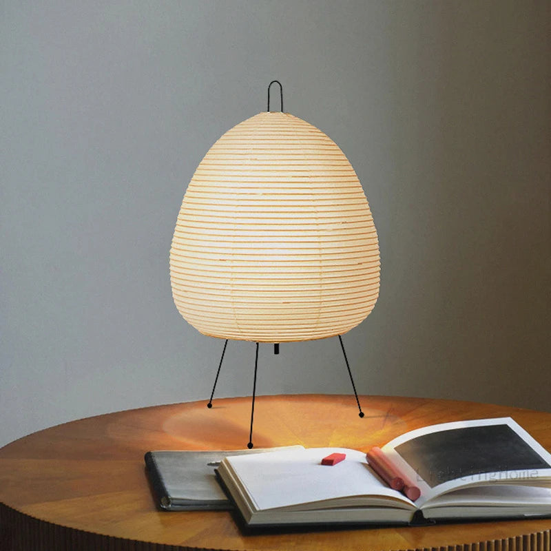 Lámpara de mesa de diseño japonés Akari wabi-sabi Yong, lámpara de papel de arroz impresa, decoración de escritorio para dormitorio, lámpara de mesa, envío directo