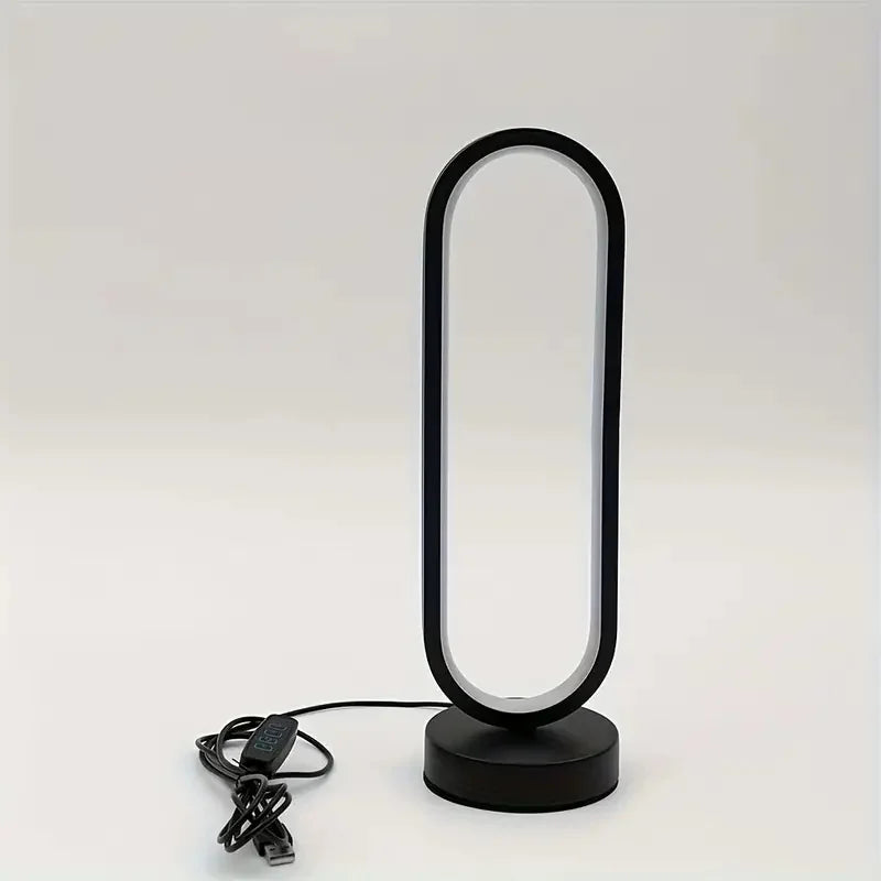 1PC Table lamp Bedroom Ring Table Lamp Living Room Black and White USB Dimming Bedside Lamp LED Small Night Light