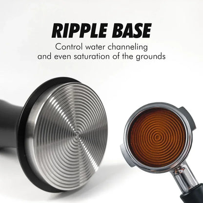 Apisonador de café de 54 mm con base ondulada, para espresso, con resorte y indicador de profundidad, de Barista, de 51 mm, 53 mm y 58 mm.
