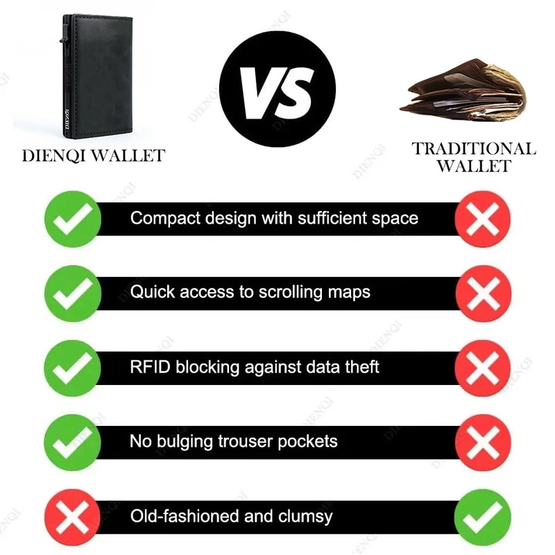 Magnetic Credit Card Holder Luxury Men Wallet Rfid Blocking Pop Up Minimalist Wallet Leather Bank Cardholder Case Vallet for Men