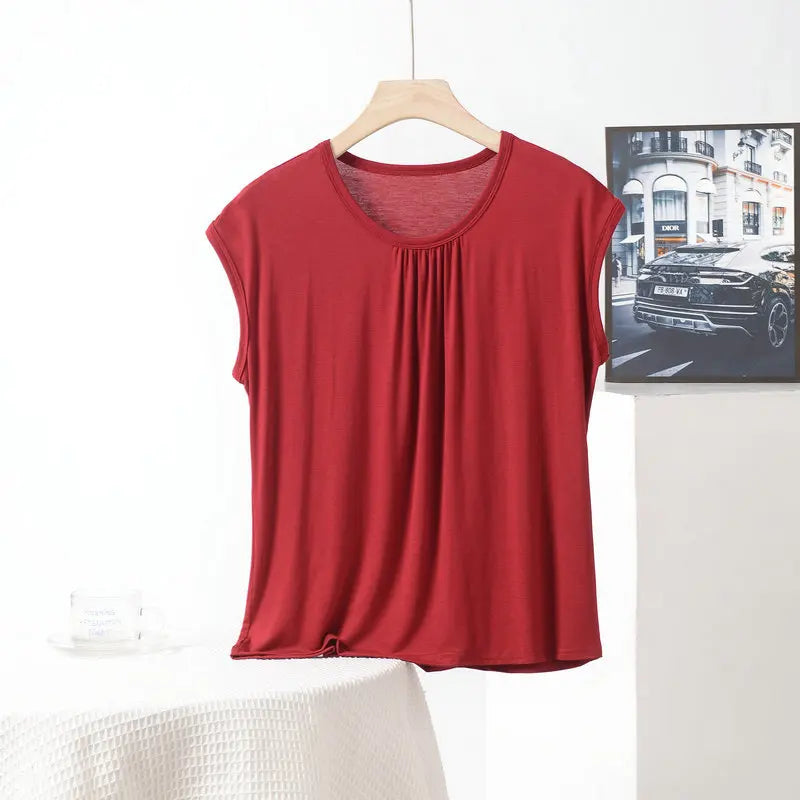 XL to 8XL Plus Size Modal Loose T-Shirt Sleeveless Solid Color Casual Tank Tops Homewear Bottomed Tee Tops Summer Women's Top