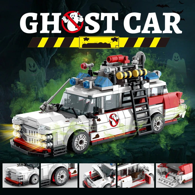 Mini Ghost Racing Car Building Blocks 562PCS MOC Model Car Bricks DIY Assembly Toy Kids Adults Halloween Christmas Birthday Gift