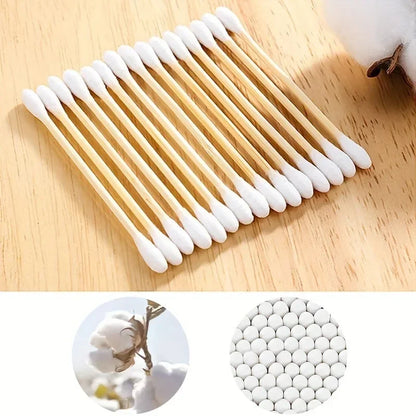 Hisopos de algodón de doble punta para desmaquillaje doméstico, limpieza de oídos, higiene, hisopos de algodón desechables de cabeza redonda.