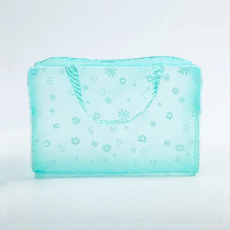 1 Pc PVC Transparent Cosmetic Bag Clear Makeup Bag for Women Girl Waterproof Zipper Beauty Case Travel Handbag Toiletry Bags