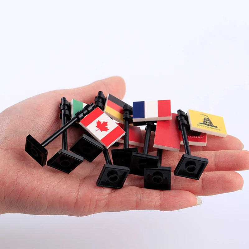 MOC City Street View National Flag Series WW2 Accessories Building Blocks Franch Italy Military Army War DIY Kid Bricks Toy Gift