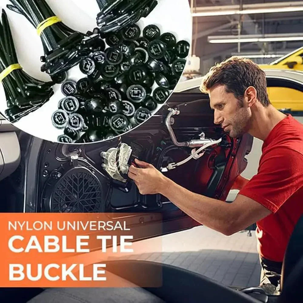 Universal Nylon Cable Tie Buckle Auto Fastener Screw Replacement Clip Car Fender Trunk Engine Guard Panel Wire Management Secure