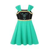 Vestido Casual Infantil para Meninas – Estilo Sereia/Rapunzel, Manga Curta, Alça em um Ombro Só, Fantasia de Princesa, Vestido Casual de Verão