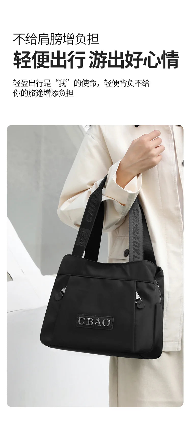 New Women's Bag Luxury Designer Oxford Cloth Handbag Women Shoulder Bag High Quality Fashion Solid Color Female Bags