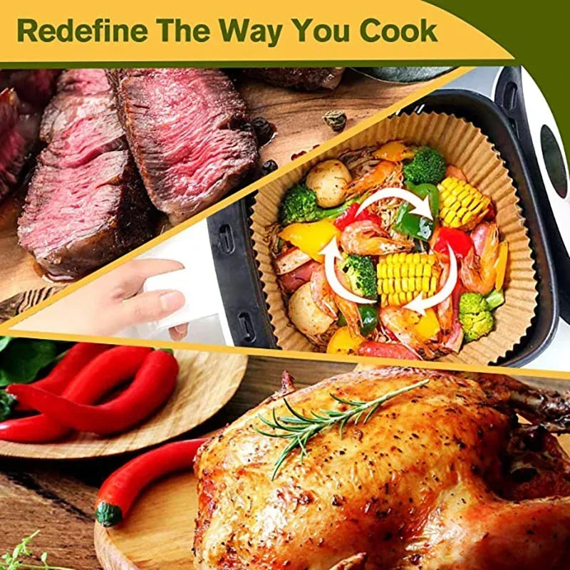 Cooking Paper Square Disposable Air Fryer Paper Air Fryer Paper Liner Oil-proof Water-proof Air Fryer Cooking Trays BakingPapers