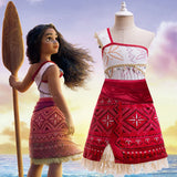Conjunto de fantasia infantil para meninas: vestido de princesa Moana + colar (ideal para festas, Carnaval e cosplay, para idades de 3 a 10 anos)