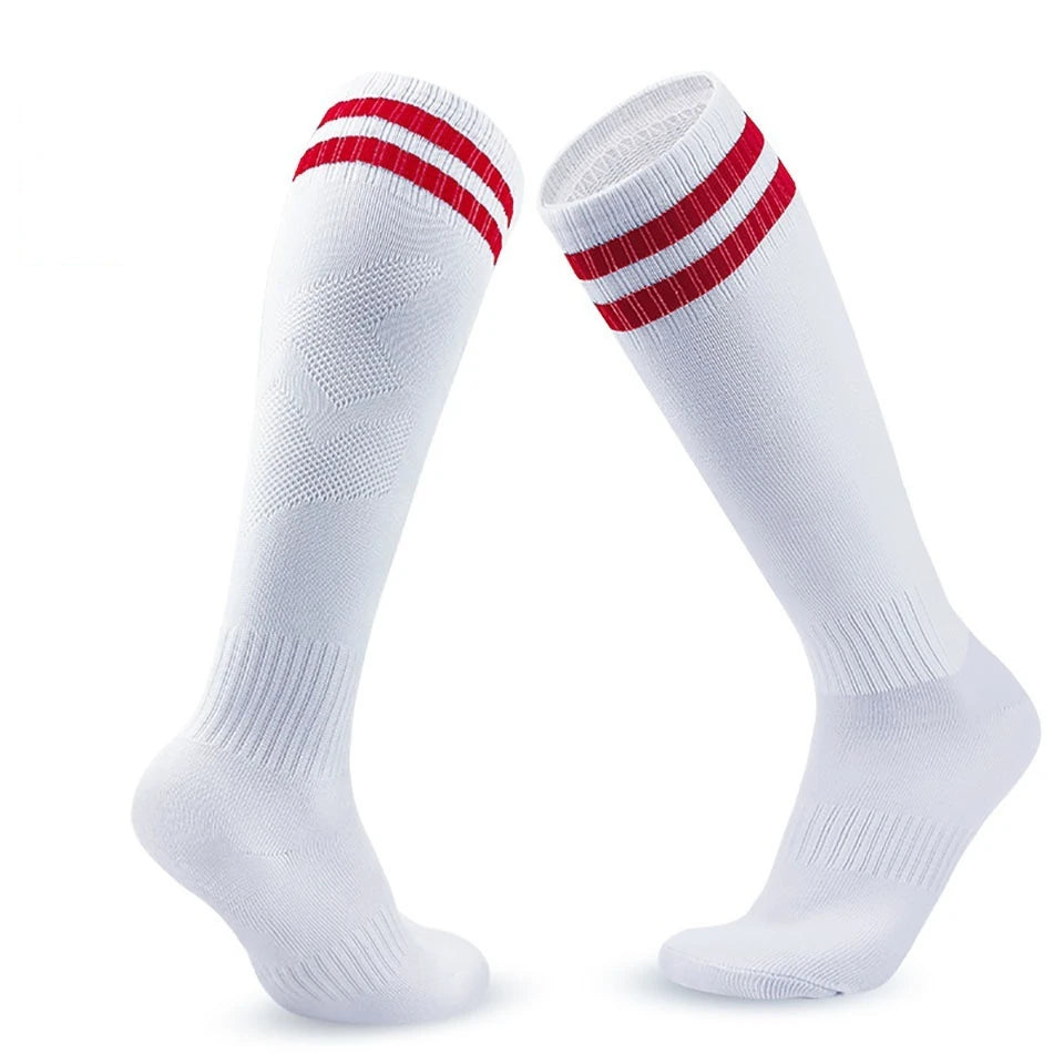 Loogdeel 1 Pair Soccer Socks Stripe Knee High Softball Baseball Team Sports Socks Breathable Football Socks for Kids Adults