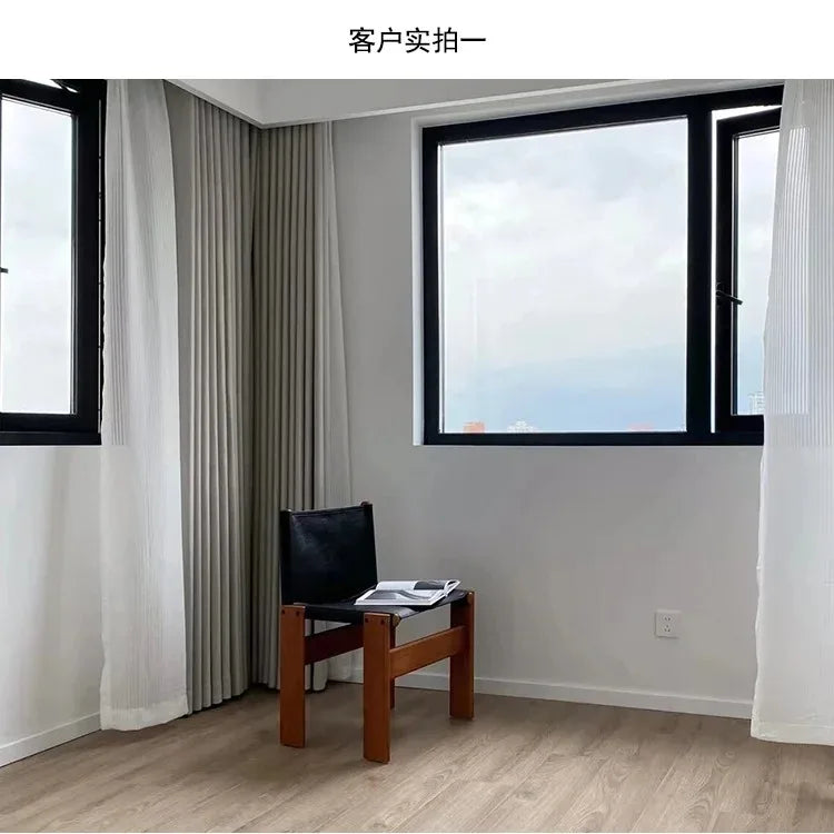 Medieval monk chair home solid wood dining chair designer homestay industrial wind wabi-Sabi oil wax leather back