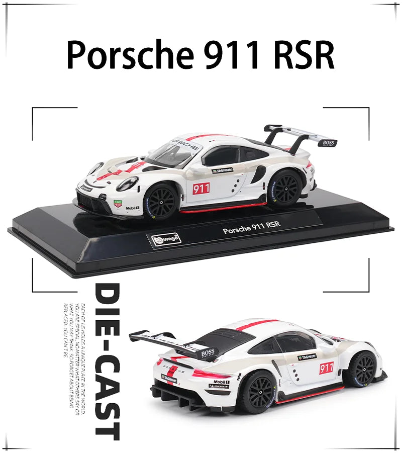 Bburago 1:43 Toyota GR Yaris Porsche Lamborghini SC63 Alloy Luxury Vehicle Diecast Pull Back Cars Model Toy Collection Gift