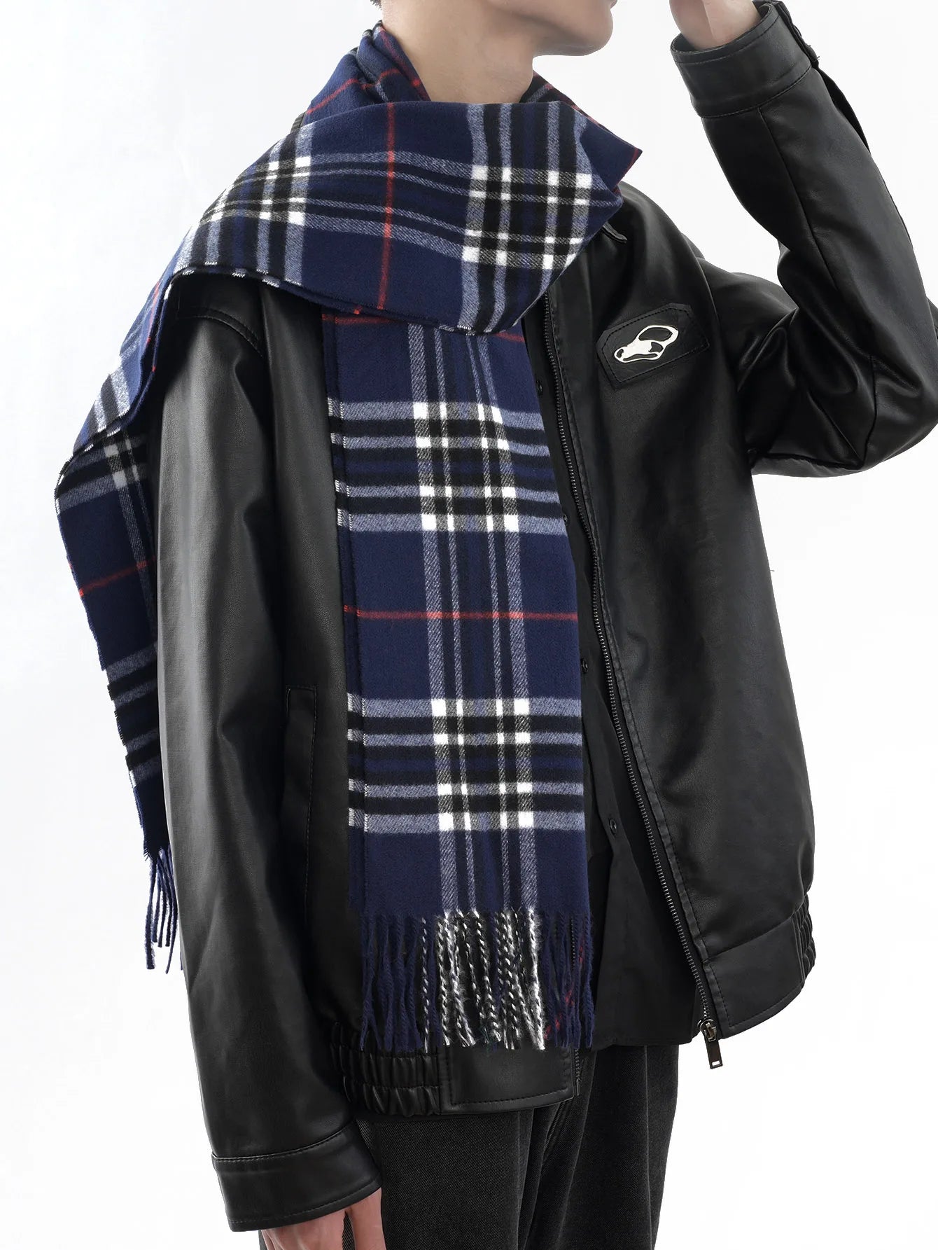Bufanda tipo chal para hombre con tacto de cachemira cálido a cuadros de Edimburgo, bufanda a cuadros escoceses de estilo preppy
