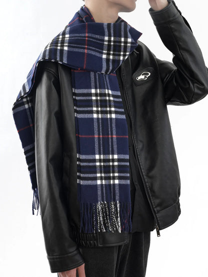 Edinburgh plaid warm cashmere feel men's scarf shawl preppy Scottish plaid scarf