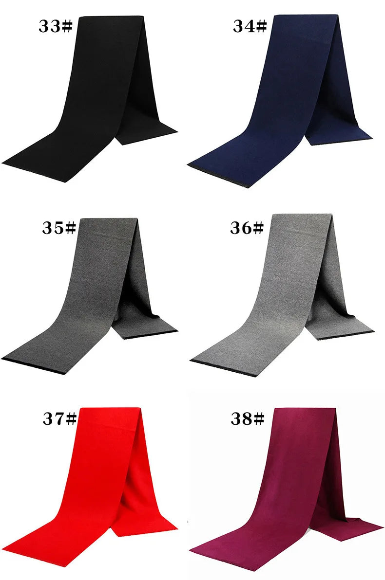 Classic Plaid Men Scarves Winter Warm Cashmere Soft Scarf For Men Casual Business Neckerchief Black Gray Silk Scarves 30*180cm