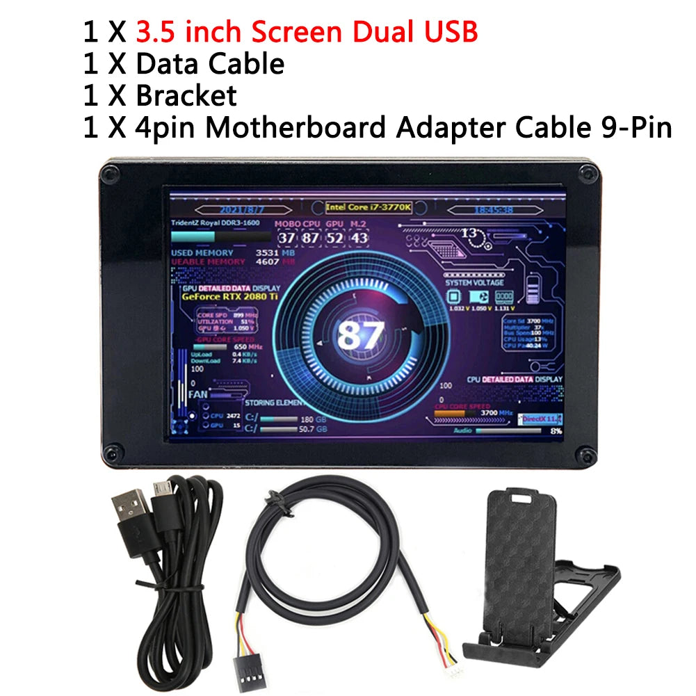3/5/8.8inch IPS USB Secondary Screen HD-MI Computer CPU GPU RAM HDD SSD Monitor USB Sub Display 480X1920 For Raspberry Pi Linux