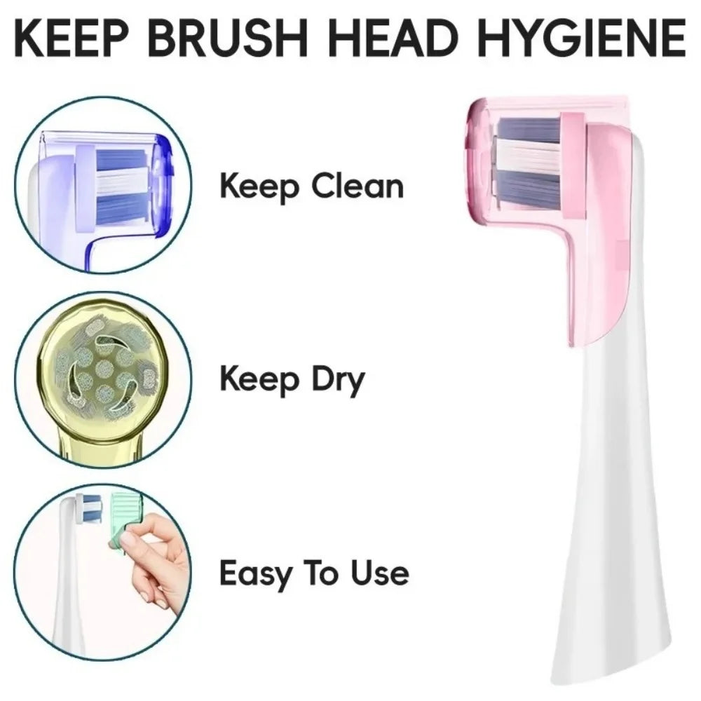 Kit com 2 ou 4 capas protetoras contra poeira para cabeças de escova de dentes elétrica, compatíveis com as linhas Braun Oral-B e iO.